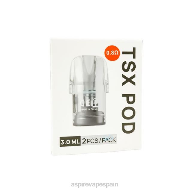 Aspire Tsx Pod 0,8 ohmios (3,0 ml)/2 unidades por paquete (compatible con cyber s y cyber x) TT224233 Aspire vape pen